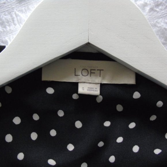 LOFT Black Top or Mini Dress with White Dots US Size Small - Picture 9 of 9